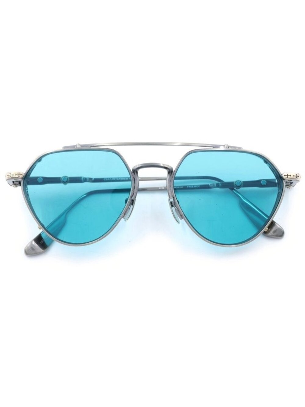 Chrome Hearts Ride Teardrop Sunglasses Eyewear 54 Silver Turquoise